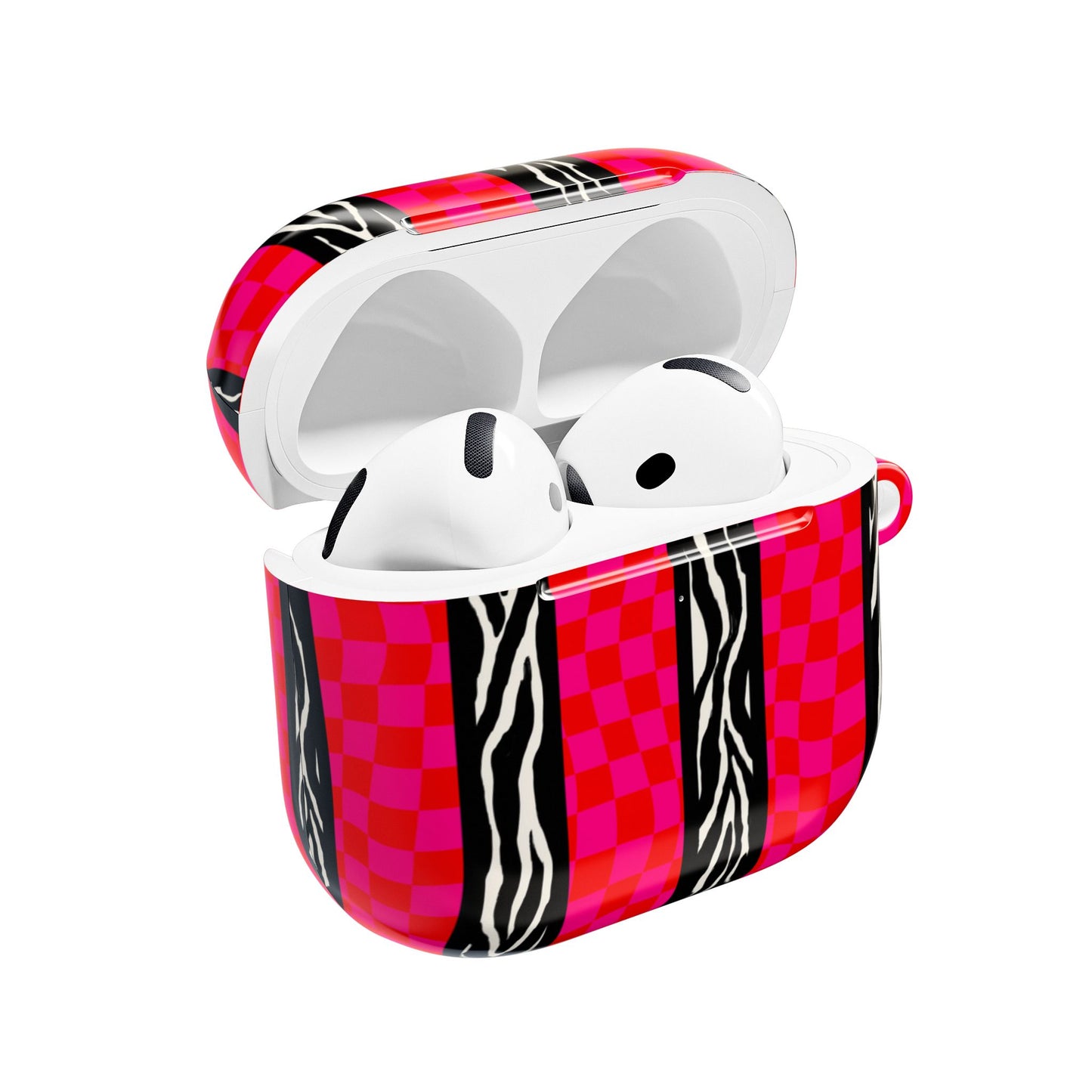 HOT PINK ZEBRA CHECKERED AIRPODS CASE