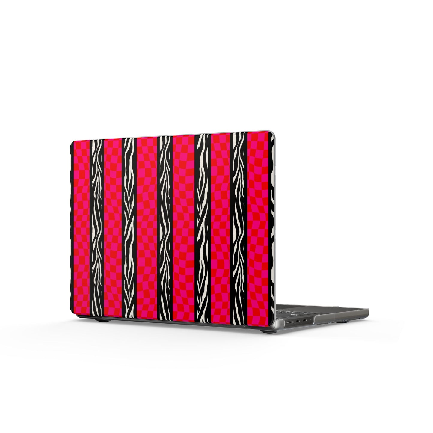 HOT PINK ZEBRA CHECKERED HARDSHELL MACBOOK CASE