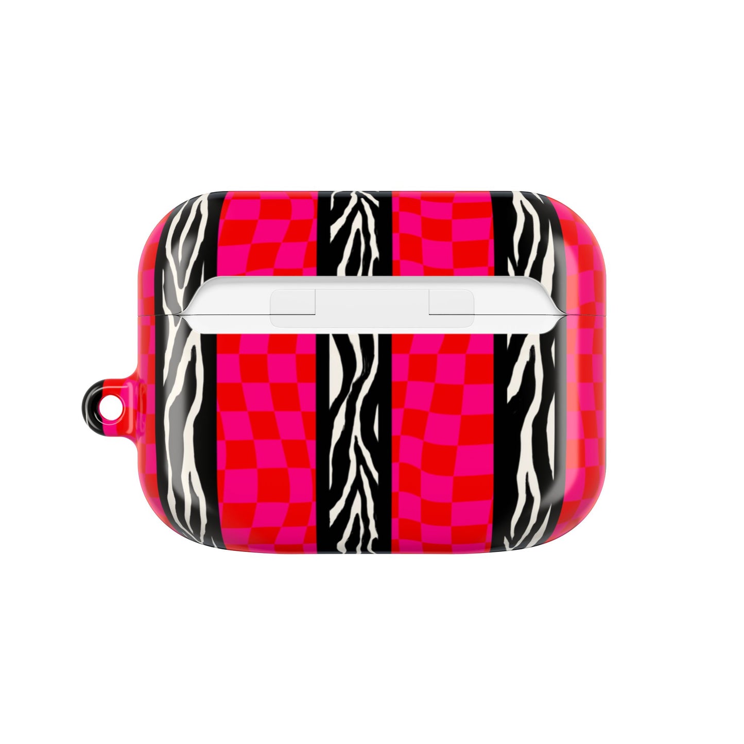 HOT PINK ZEBRA CHECKERED AIRPODS CASE