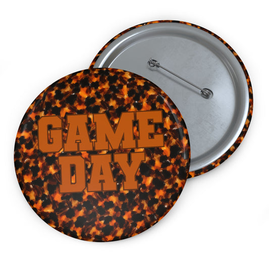 TORTOISESHELL BURNT ORANGE GAME DAY BUTTON PIN