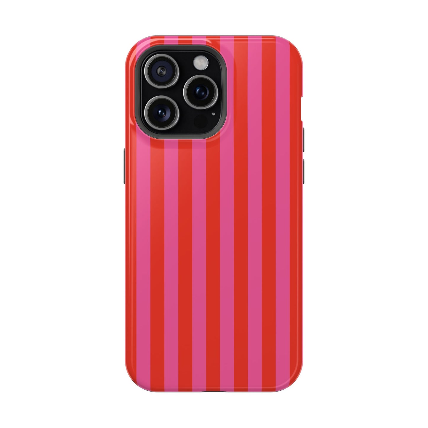RED + PINK STRIPE MAGSAFE IMPACT-RESISTANT PHONE CASE