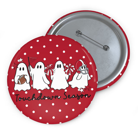 FOOTBALL SEASON GHOSTS RED GAME DAY BUTTON PIN