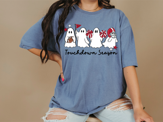 FOOTBALL GHOST RED AND WHITE GRAPHIC TEE