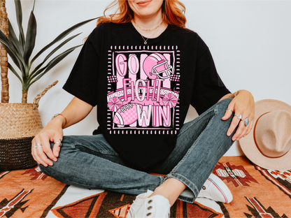 GO FIGHT WIN PINK FOOTBALL GRAPHIC TEE