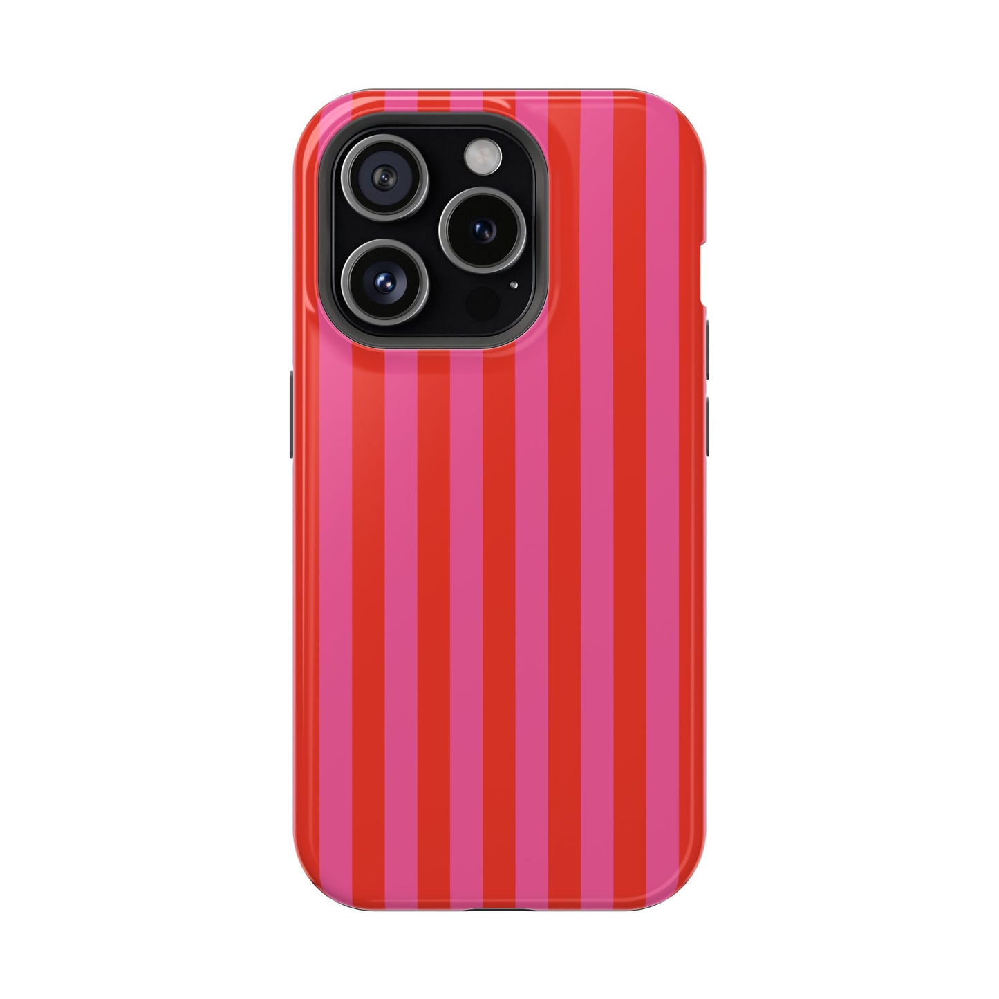 RED + PINK STRIPE MAGSAFE IMPACT-RESISTANT PHONE CASE