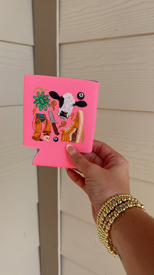 PINK COWGIRL CHAOS CAN KOOZIE